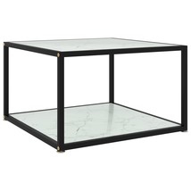Coffee Table White 60x60x35 cm Tempered Glass - £25.70 GBP