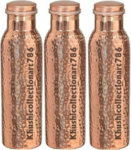 Copper Hammered Water Serving Bottle Ayurvedic Health Benefits 1000ML Se... - £38.20 GBP