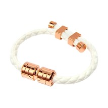 Clavis Vita Magnetic Therapy Sports Golf Health Bracelet White Band Rose Gold - £124.30 GBP