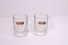 Set of 2 Vintage Mini 3.25&quot; A&amp;W Soda Mugs Glasses Oval Logo - £11.62 GBP