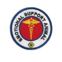 Emotional Support Animal Iron On Patch 3&quot; Embroidered Applique Round Badge Esa - $4.95