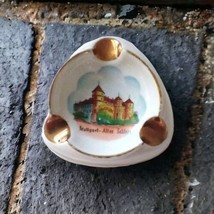 RW Bavaria 52 Ashtray Porcelain Dish Vtg 50s Stuttgart Altes Schloss Gold Trim - $13.85