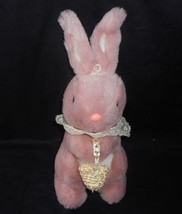 16&quot; VINTAGE 1989 DAN DEE PINK BUNNY RABBIT W/ BASKET STUFFED ANIMAL PLUS... - £21.67 GBP