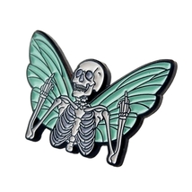 Pin Skeleton with Wings Middle Fingers Enamel Pin Fashion Jewelry Accessory image 2