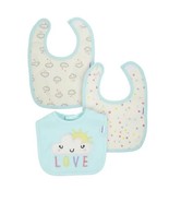Gerber Baby Girl 100% Organic Cotton Bibs, Qty 3, Love, Polka Dots, Clouds - $9.95