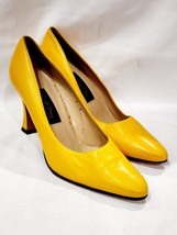 Sesto Meucci Ole YELLOW LEATHER Heel Pump Platform Spain Vintage Women 8... - $35.00