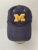 Michigan Hat Block M Bold Big Embroidered UofM Logo Maize &amp; Blue Strapba... - $19.75