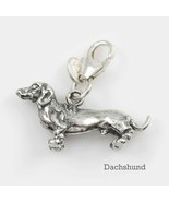 Dachshund Dog Charm 3 Dimensional Solid Sterling Silver - $47.52