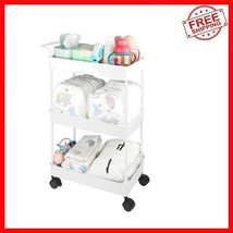 Elegant Beige Baby Diaper Caddy Cart - Movable Organizer for Nursery Ess... - $43.55