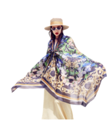 Anyyou 100% Mulberry Silk Navy Blue Long Scarf Luxury Brand Women Beach ... - $101.50