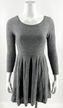American Eagle Sweater Dress Size Small Gray Pointelle Lined Fit Flare W... - $29.70