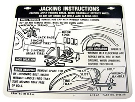 1968-1972 Corvette Instructions Jacking - £17.09 GBP