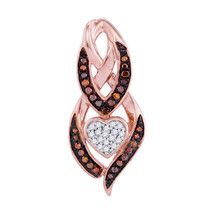 10kt Rose Gold Womens Round Red Color Enhanced Diamond Heart Pendant 1/6 Cttw - £206.19 GBP