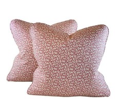 Pair Pillow Covers 20&quot; P Kaufmann Waverly Pink Ivory Portia Botanical Leaf Vine - £44.75 GBP