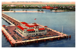 Recreation Pier St Petersburg Florida Aerial View Linen Postcard Unposted - £3.83 GBP