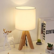 Small Table Lamp Cute Desk Lamp Nightstand Lamp With Fabric Shade Tripod Base Fo - £40.17 GBP