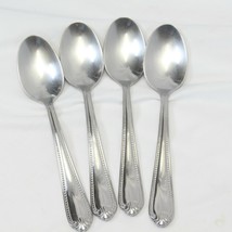 Lenox Bead Glossy Plume Oval Soup Spoons 18/10  7-1/8&quot; Stainless  Lot of 4 - $19.59