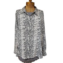 Liz Claiborne Lizsport Womens Petite Large Snake Print Button Up Blouse - $13.86