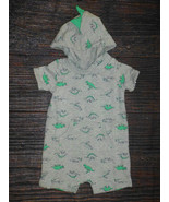 NWT Carters Baby Boys Dinosaur Spike Hooded Romper Jumpsuit 6 9 12 18 24... - £4.35 GBP