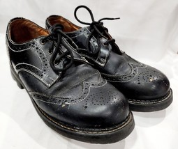 John Fluevog BLACK LEATHER Wingtip Oxford Angelic Sole Vintage Chunky 10... - $99.00