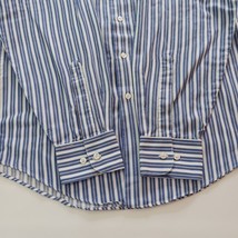 Van Heusen Fitted Men's White & Blue Stripes Cotton Blend Button Up Shirt Size M image 8