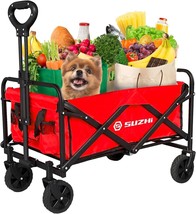 SuZhi Small Wagons Carts Foldable Little Red Wagon Collapsible Foldable Wagon... - £41.28 GBP