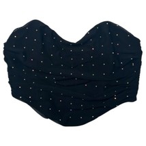 Hello Molly Top Womens S Cropped Strapless Rhinestone Sweetheart Diva Black - £18.34 GBP