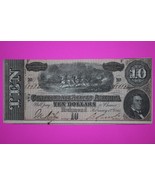 1864 Confederate States of America $10 Ten Dollars Hand Drawn 10 Authent... - $69.99