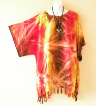 Tie Dye Poncho Kimono Plus Size Caftan Kaftan Tunic Blouse Top - XL, 1X,... - £19.90 GBP