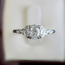 14K White Gold Plated 1.70 CTW Round Cut VVS1 Moissanite Vintage Engagement Ring - £134.50 GBP