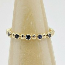 14K Yellow Gold Plated Lab-Created Sapphire Stacking Wedding Promise Band - £62.48 GBP