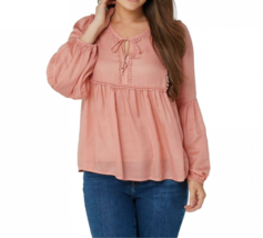 Haute Hippie Tribe &#39;Avery&#39; Peasant Blouse, Tie Neck Detail- ROSETTE, LARGE - £18.24 GBP