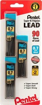 Pentel Super Hi-Polymer Lead Refills, 0.7mm, HB, Black, 3 Tubes 30 pc Each - £7.88 GBP