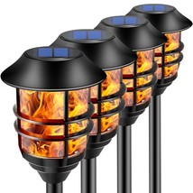 Solar Outdoor Lights,Extra-Tall Solar Torches With Flickering Flame 4-Pa... - £194.54 GBP