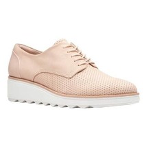 New Clarks Pink Beige Leather Comfort Wedge Oxfords Pumps Size 8 M 8.5 M $95 - £56.03 GBP+