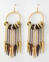 NEW Tri-tone Chandeliers Dangle Spike Charms Earrings - 4 3/8&quot; Drop - STATEMENT - £9.08 GBP