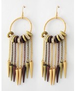 NEW Tri-tone Chandeliers Dangle Spike Charms Earrings - 4 3/8&quot; Drop - ST... - £8.94 GBP