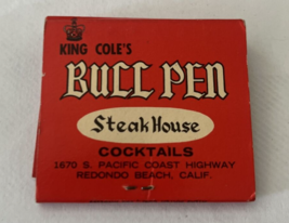 King Cole&#39;s Bull Pen Steak House Cocktails Matchbook Redondo Beach CA - $12.86