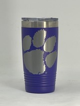 Clemson BIG PAW Purple 20oz Double Wall Insulated Stainless Steel Tumble... - £19.65 GBP