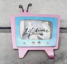 Lifetime Pinback Button Badge VTG Retro Pink Television TV Cosplay Funky - £1.72 GBP