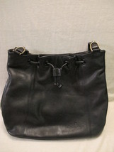 Vintage Etienne Aigner drawstring bucket shoulder hobo Black leather handbag - £79.67 GBP