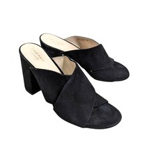 Cole Haan Gabby Black Suede Crossover Sandals Mules Block Heel Size 8 Preowned - £42.53 GBP