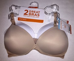 Two WARNERS Wire Free Bras Light Natural Lift T-Shirt White Nude 4003 NWT $60 - £38.60 GBP