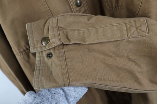 Vtg Carhartt Mens 2XLT Faded Flannel Lined Canvas Button Shirt Jacket Jac Shirt Item image 9