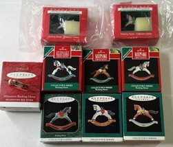 VINTAGE Hallmark Rocking Horse Ornaments Lot Of 9 1990-1995, 1997 + Mini 1988 - £26.66 GBP