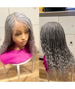 Real Wigs 18&quot; braided gray wig. Made on a full lace wig. Water wave wig ... - $200.00