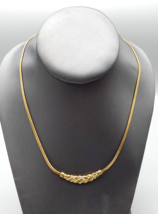 Vintage Necklace Rhinestone Knots Gold Tone 12&quot; Collar Style Jewelry Signed NR - £8.23 GBP
