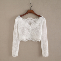 White Off-Shoulder Long Sleeve Floral Lace Top Bridal Plus Size Lace Crop Top