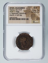 Espagne, Calagurris AE 26 Tibère (14 - 37 Ad ) Classé Par NGC Comme Choix Fin - £862.17 GBP