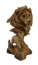 Zeckos Carved Wood Look Father Lion and Cub Tabletop Statue - £23.49 GBP